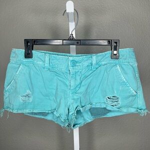 American Eagle Outfitters y2k Micro Mini Low Rise Womens Shorts Aqua Blue Size 6